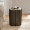Aura Ash Wood Fluted Side Table with Sintered Stone Top