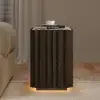 Aura Ash Wood Fluted Side Table with Sintered Stone Top