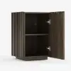 Aura Ash Wood Fluted Side Table with Sintered Stone Top