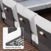 Tevara 7-Piece Outdoor Teak & Aluminium Modular Sofa Set for 6 in Sand with Ivory Cover