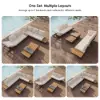 Tevara 7-Piece Outdoor Teak & Aluminium Modular Sofa Set for 6 in Sand with Ivory Cover