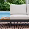 Tevara 7-Piece Outdoor Teak & Aluminium Modular Sofa Set for 6 in Sand with Ivory Cover