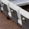 Tevara 7-Piece Outdoor Teak & Aluminium Modular Sofa Set for 6 in Sand with Ivory Cover