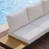 Tevara 7-Piece Outdoor Teak & Aluminium Modular Sofa Set for 6 in Sand with Ivory Cover