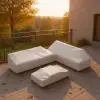 Tevara 7-Piece Outdoor Teak & Aluminium Modular Sofa Set for 6 with Ivory Cover