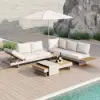 Tevara 7-Piece Outdoor Teak & Aluminium Modular Sofa Set for 6 with Ivory Cover