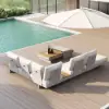 Tevara 7-Piece Outdoor Teak & Aluminium Modular Sofa Set for 6 with Ivory Cover