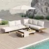 Tevara 7-Piece Outdoor Teak & Aluminium Modular Sofa Set for 6 with Ivory Cover