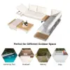 Tevara 7-Piece Outdoor Teak & Aluminium Modular Sofa Set for 6 with Ivory Cover
