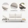 Tevara 7-Piece Outdoor Teak & Aluminium Modular Sofa Set for 6 with Ivory Cover