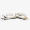Tevara 7-Piece Outdoor Teak & Aluminium Modular Sofa Set for 6 with Ivory Cover
