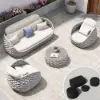 Cocaro 8-Piece Outdoor Rope Weave Swivel Sofa Set with Cover – Light Grey – AUD-H3236