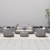 Cocaro 8-Piece Outdoor Rope Weave Swivel Sofa Set with Cover – Light Grey – AUD-H3236