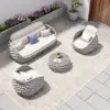 Cocaro 8-Piece Outdoor Rope Weave Swivel Sofa Set with Cover – Light Grey – AUD-H3236
