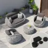 Cocaro 8-Piece Outdoor Rope Weave Swivel Sofa Set with Cover – Light Grey – AUD-H3237