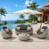 Cocaro 8-Piece Outdoor Rope Weave Swivel Sofa Set with Cover – Light Grey – AUD-H3237