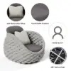 Cocaro 8-Piece Outdoor Rope Weave Swivel Sofa Set with Cover – Light Grey – AUD-H3237