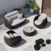 Cocaro 8-Piece Outdoor Rope Weave Sofa Set with Cover