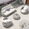 Cocaro 8-Piece Outdoor Rope Weave Swivel Sofa Set with Cover – Light Grey – AUD-H3241