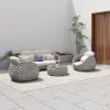 Cocaro 8-Piece Outdoor Rope Weave Swivel Sofa Set with Cover – Light Grey – AUD-H3241