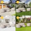 Cocaro 8-Piece Outdoor Rope Weave Swivel Sofa Set with Cover – Light Grey – AUD-H3241