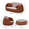 Cocaro 8-Piece Outdoor Rope Weave Swivel Sofa Set with Cover – Orange – AUD-H3242