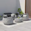 Cocaro 8-Piece Outdoor Rope Weave Swivel Sofa Set with Cover – Light Grey – AUD-H3244
