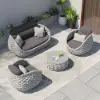 Cocaro 8-Piece Outdoor Rope Weave Swivel Sofa Set with Cover – Light Grey – AUD-H3244