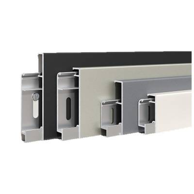 6cm Straight Edge Brushed Aluminium Skirting Board, Clip-On, Commercial Grade