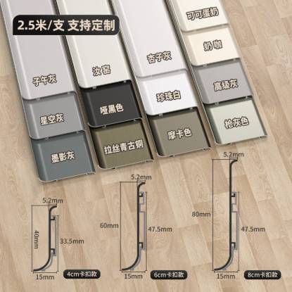 Picture of Aluminium Alloy Snap-On Skirting Board 4cm/6cm, Ultra-Thin Minimalist Stainless Steel Metal Skirting