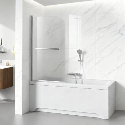 Export Style Self-Closing Inward and Outward Opening Pivot Bath Screen, Anti-Derail