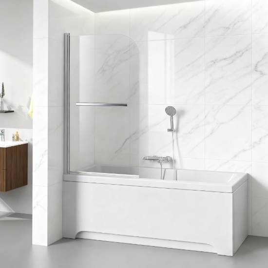 Picture of Export Style Self-Closing Inward and Outward Opening Pivot Bath Screen, Anti-Derail