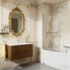 Picture of Export Style Self-Closing Inward and Outward Opening Pivot Bath Screen, Anti-Derail