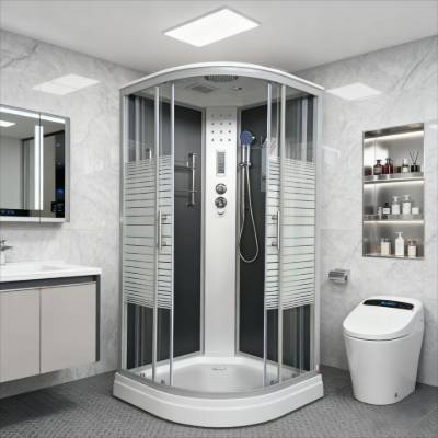 Quadrant Sliding Glass Shower Enclosure with Rollers, Fully Enclosed Home Bathroom
