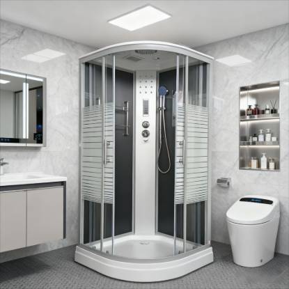 Picture of Quadrant Sliding Glass Shower Enclosure with Rollers, Fully Enclosed Home Bathroom