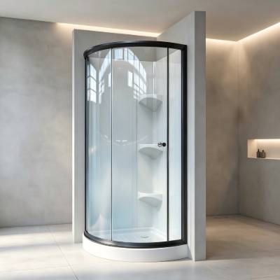 Aluminium Frame Curved Shower Enclosure, Single Door, Automotive Grade Toughened Glass