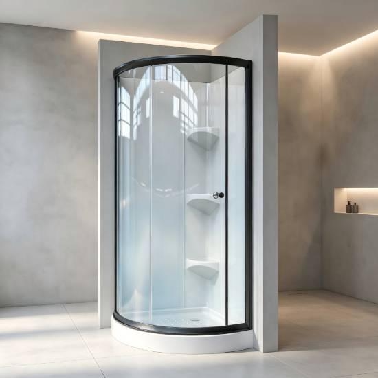 Picture of Aluminium Frame Curved Shower Enclosure, Single Door, Automotive Grade Toughened Glass