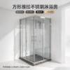 Picture of Ultra Slim Square Diagonal Opening Stainless Steel Shower Enclosure, Sliding Glass Door