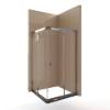 Picture of Ultra Slim Square Diagonal Opening Stainless Steel Shower Enclosure, Sliding Glass Door