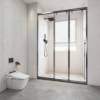 Picture of Narrow Frame Stainless Steel Triple Sliding Shower Screen, 1 Fixed 2 Sliding Glass Panels