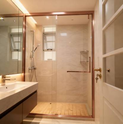 Picture of Custom Straight Sliding Shower Screen, Ultra-Quiet Four-Roller, Stainless Steel Frame