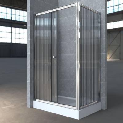 Yuzhong Square Sliding Shower Screen, Stainless Steel, Quiet Double Rollers, Modular Assembly
