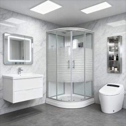 Picture of All-in-One Glass Shower Enclosure Bathroom Unit for Guesthouses and Homes