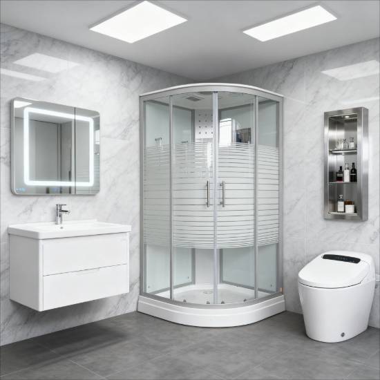 Picture of All-in-One Glass Shower Enclosure Bathroom Unit for Guesthouses and Homes