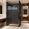 Picture of Reinforced Stainless Steel Inline Sliding Shower Enclosure, Art Glass, Complete Hardware