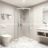 Picture of Frameless Toughened Glass Triangular Shower Enclosure with Stainless Steel Pivot Hinges