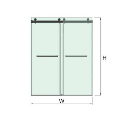 60in x 72in Frameless Double Sliding Shower Door, Toughened Glass, Hardware Set