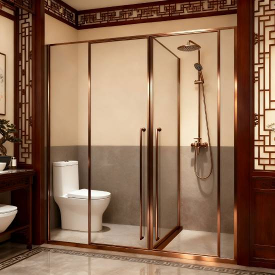 Picture of Stainless Steel Shower Enclosure with Tempered Glass Screen, Wet and Dry Separation