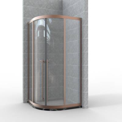 Custom 304 Curved Sliding Shower Screen, Titanium Gold, Antique Brass or Rose Gold, 8mm Glass