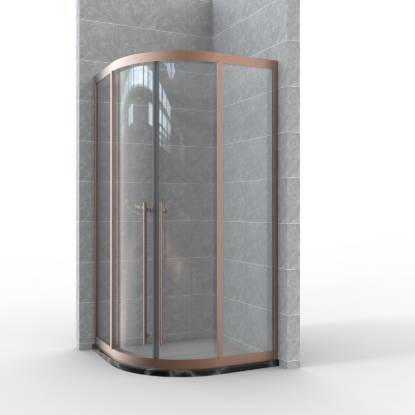 Picture of Custom 304 Curved Sliding Shower Screen, Titanium Gold, Antique Brass or Rose Gold, 8mm Glass